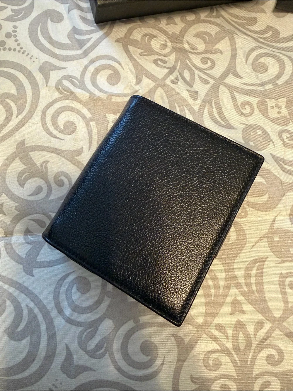 Bulgari Black Pebbled Leather Bifold Wallet with Snap